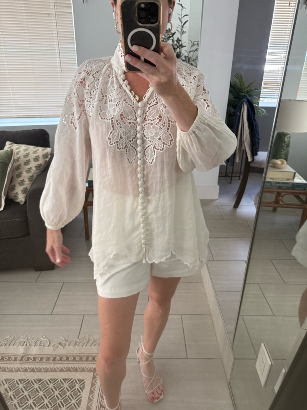 Zimmermann Carnaby Lace Embroidered White Scalloped Blouse Size 1